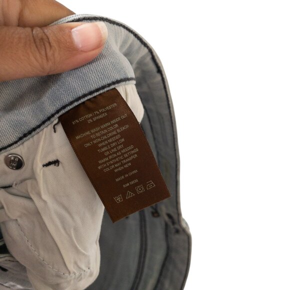 Kut from the Kloth Ankle Skinny White Light Blue Denim SZ 10 Raw Hem 28" L - Picture 8 of 13